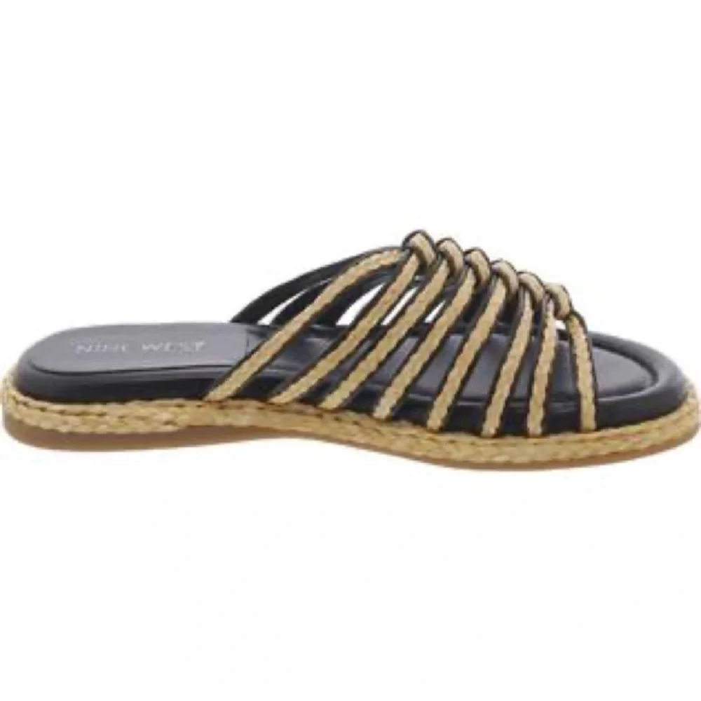 Nine West Adila Black and Tan Slide Sandals Sz 5 BNWOB - Picture 2 of 5